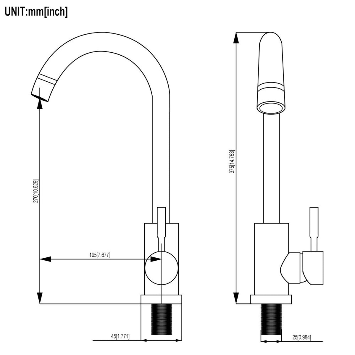 Modern Kitchen Sink Faucet with Single Handle - Gray, Black, Gold