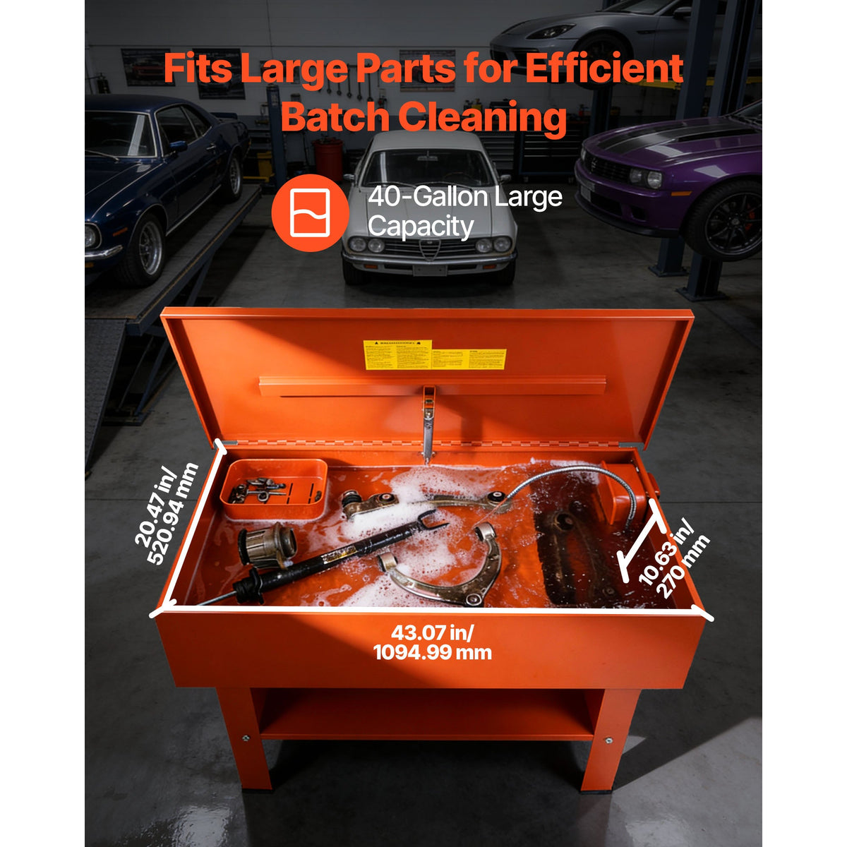 40-Gallon Parts Washer with Electric Pump - Carbon Steel