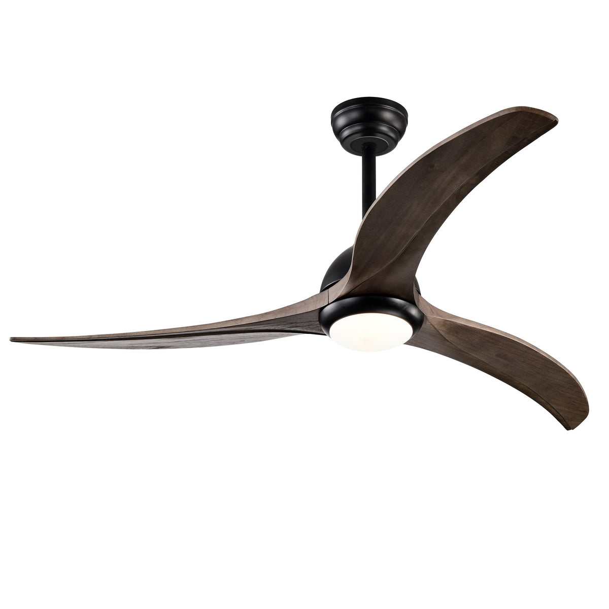 52" Ceiling Fan with Solid Wood Blades and Remote - Matte Black