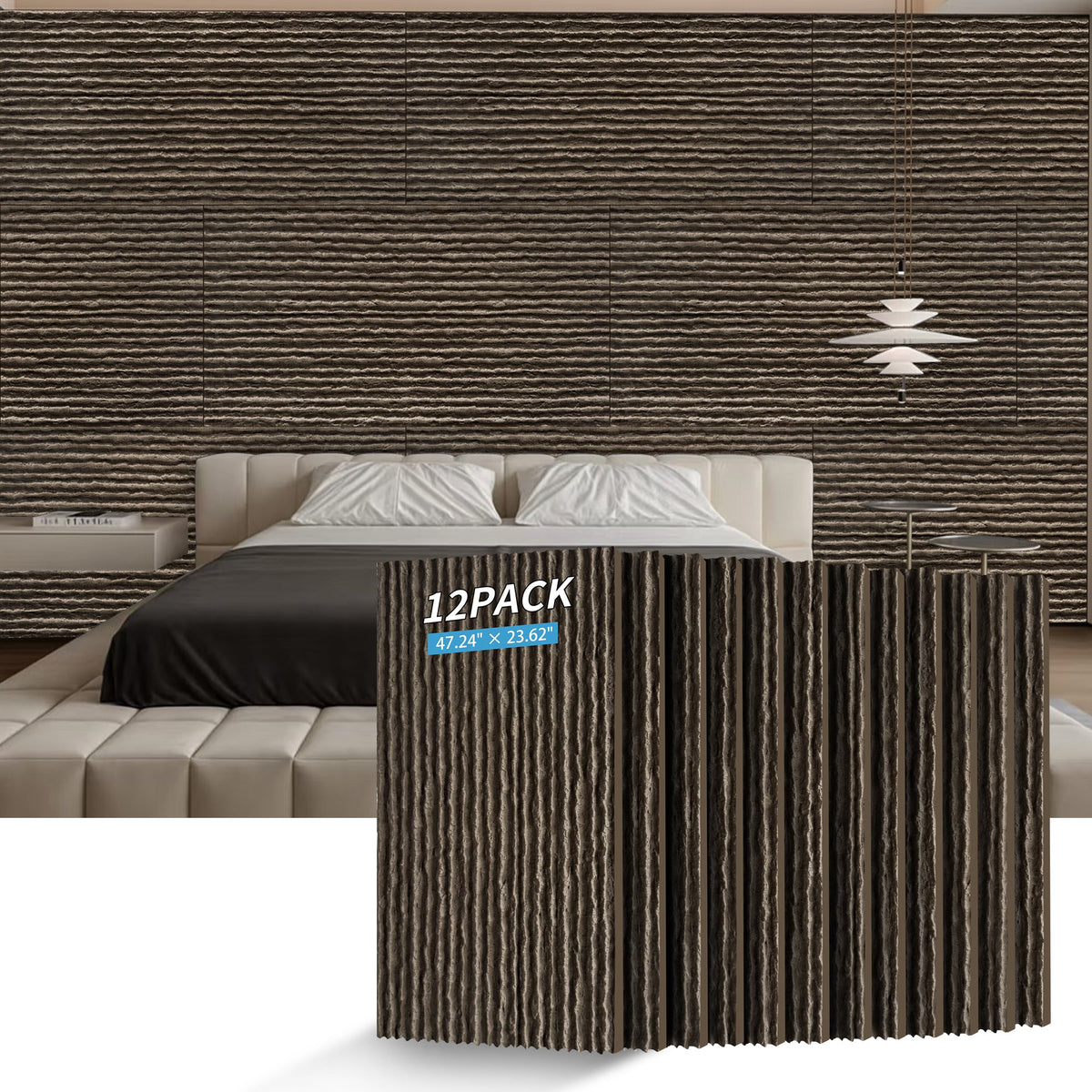 3D Faux Stone Wall Panels with Lightweight PU Construction - Black