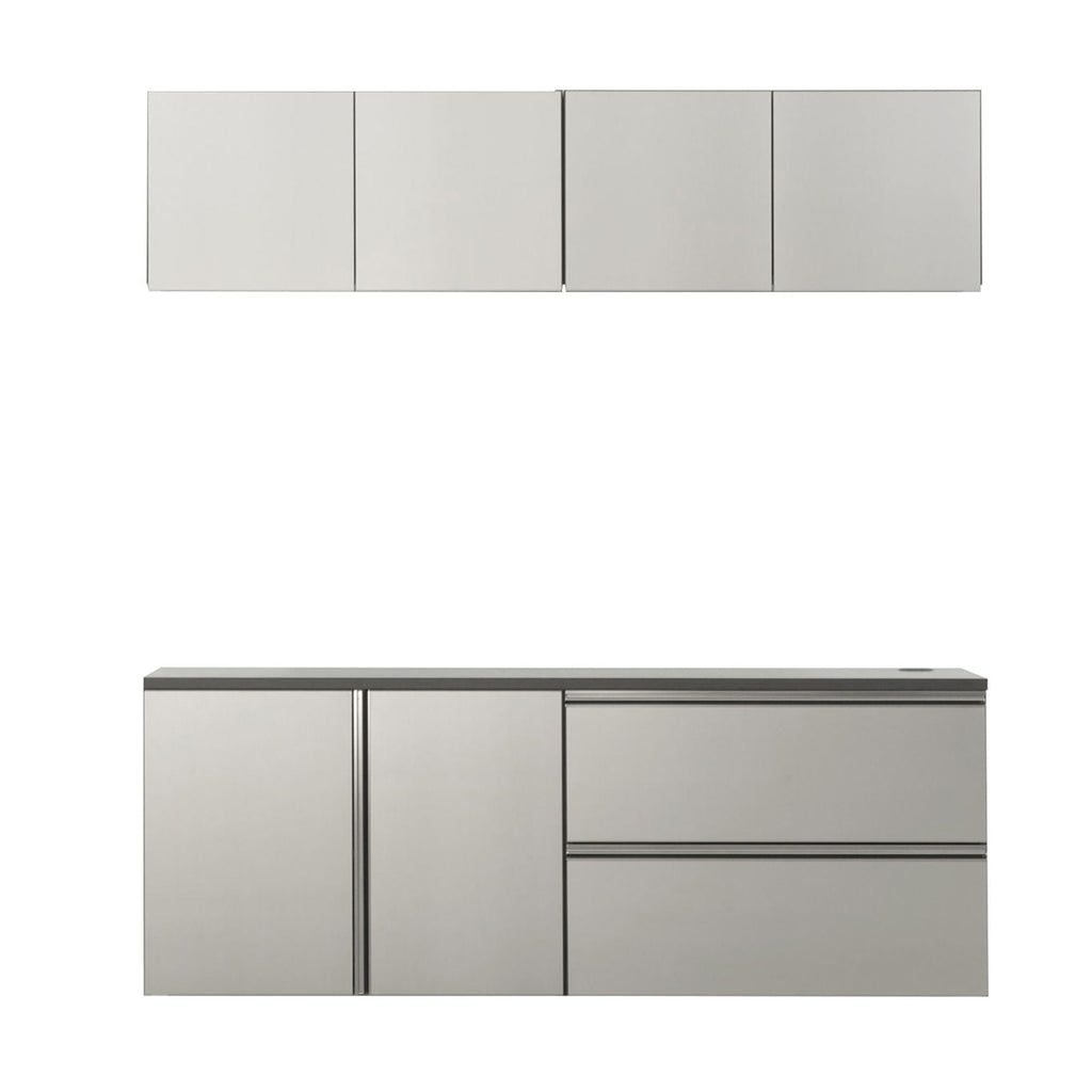 Metallic Gray Garage Cabinet Set with Deep Storage - Metallic Gray
