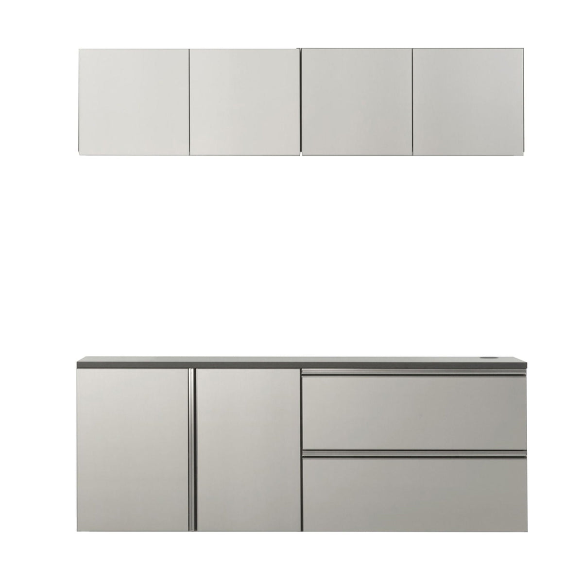 Metallic Gray Garage Cabinet Set with Deep Storage - Metallic Gray