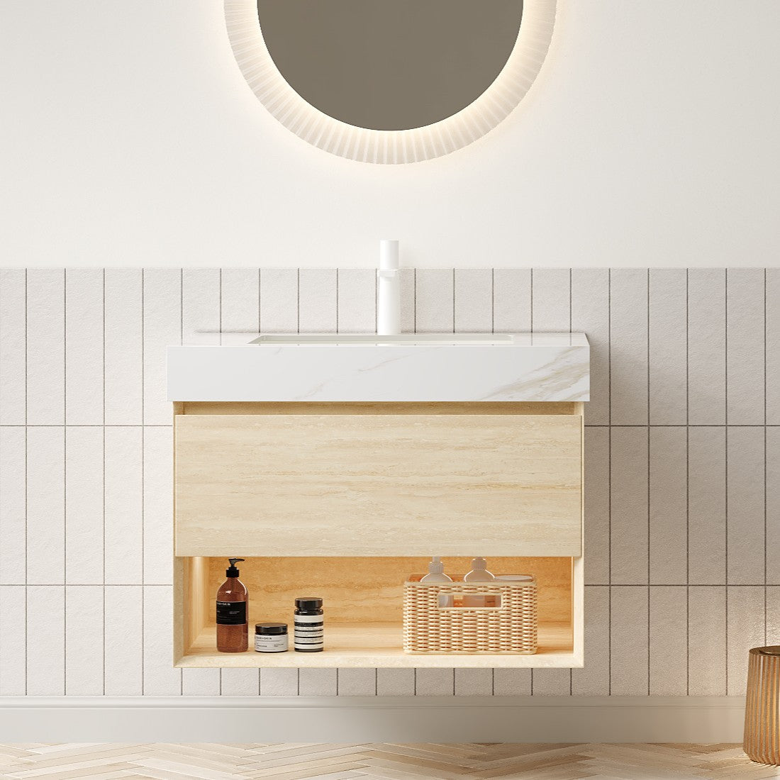 Frigga 30" Bathroom Vanity & Sink with Storage Cabinet - Oak
