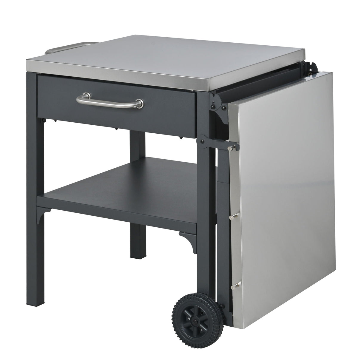 Foldable Outdoor Kitchen Cart with Storage - Black