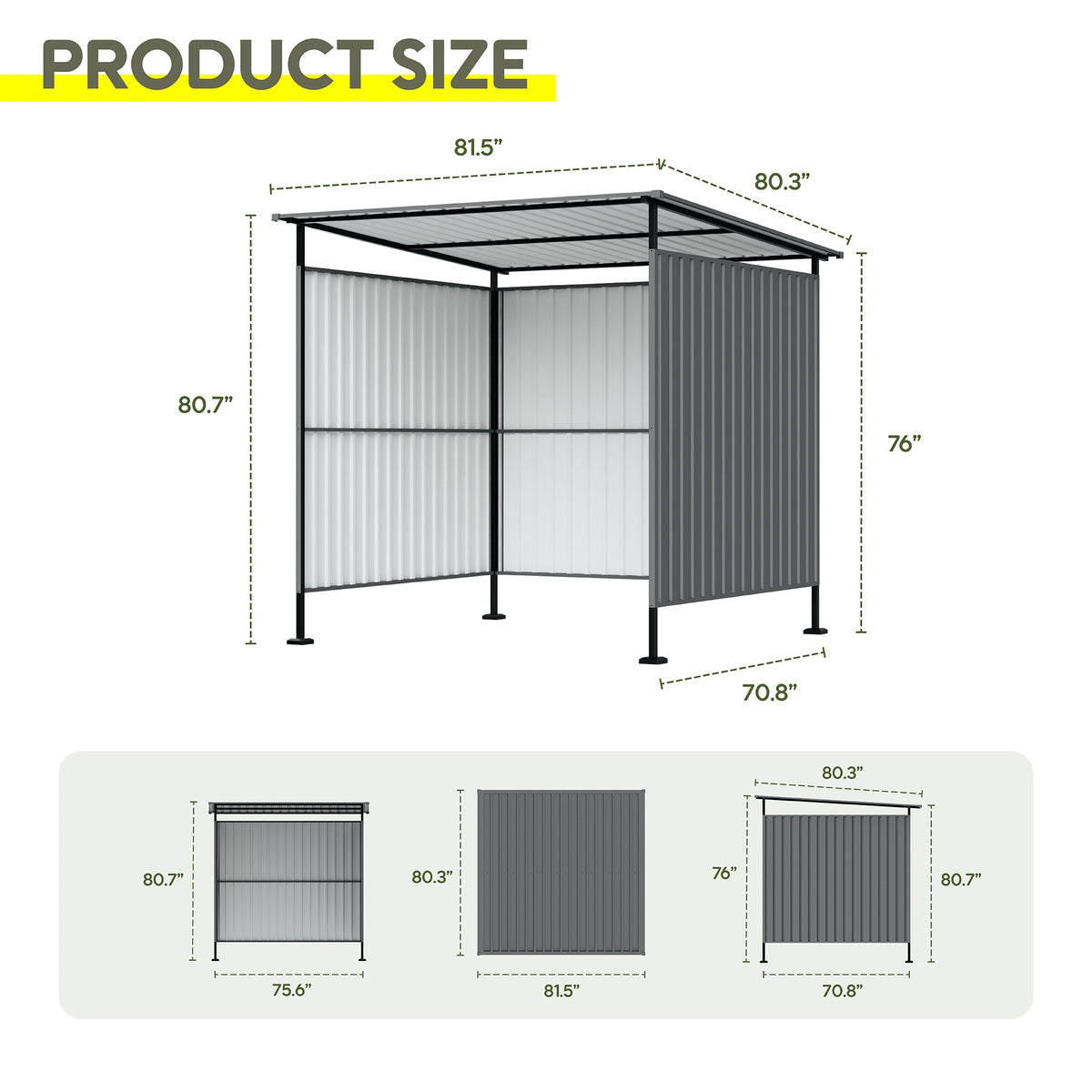 Metal Outdoor Pergola with Hardtop Roof - Weather-Resistant Dark Gray