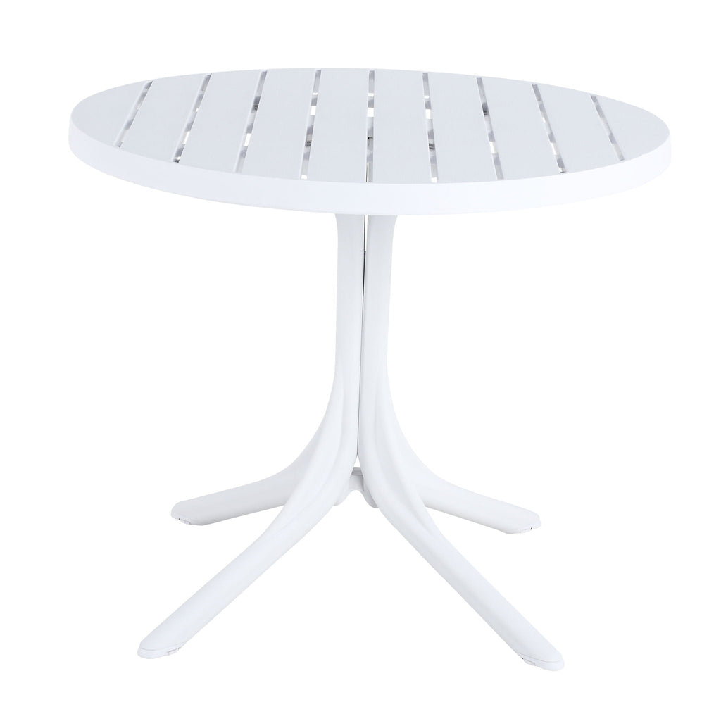 Modern Round Dining Table with Waterproof, UV-Resistant Finish - White