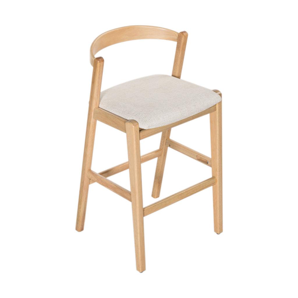 Balmain Indoor Rubberwood Barstool with Cushioned Seat - Brown