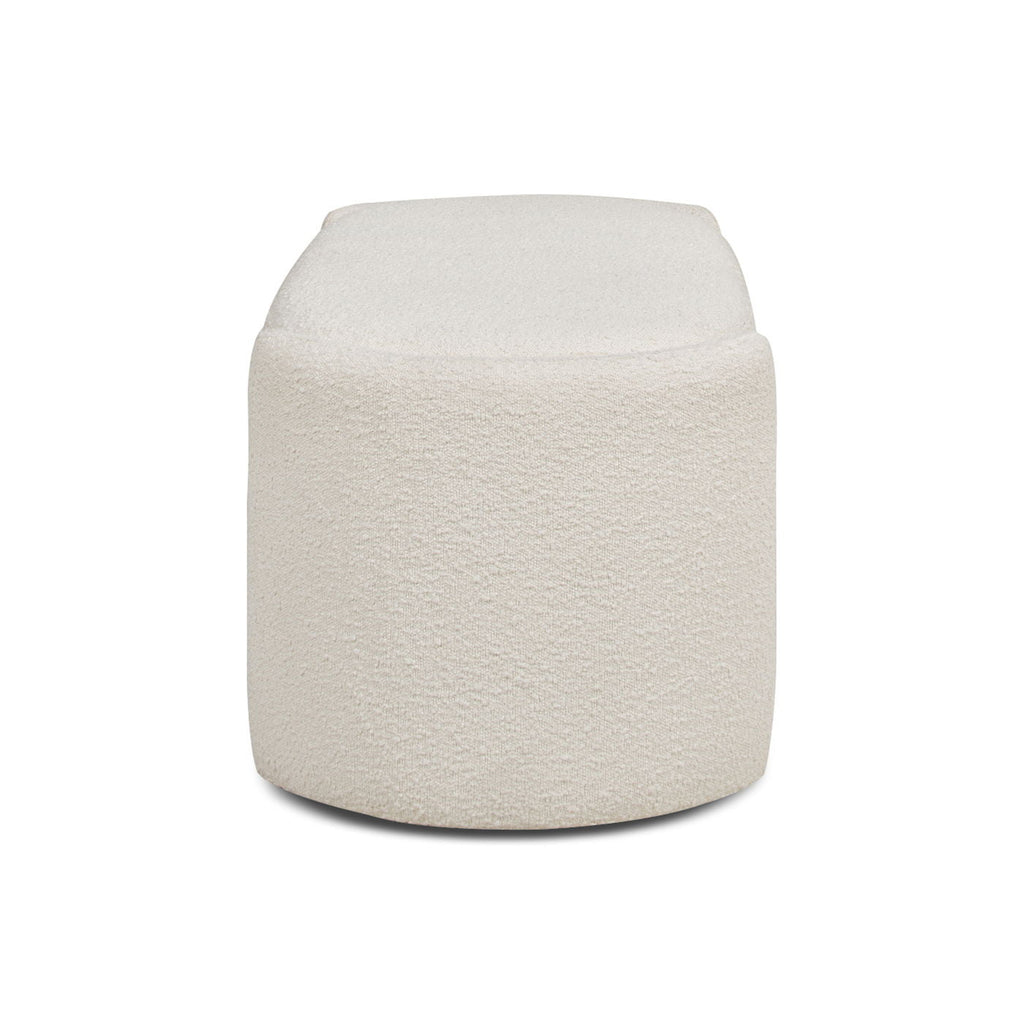 Ivory White Oval Storage Bench with Three-Compartment Interior - Upholstered