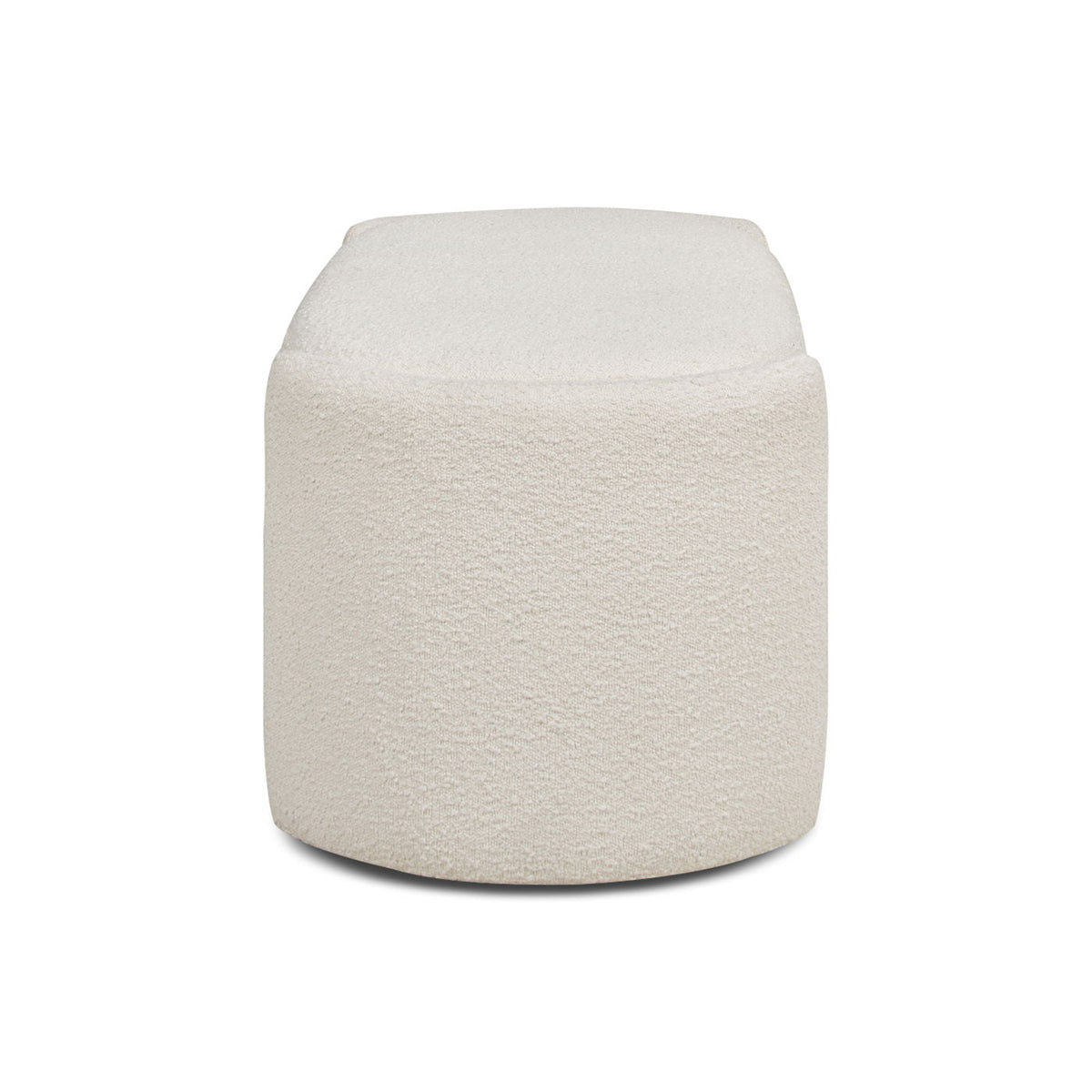 Ivory White Oval Storage Bench with Three-Compartment Interior - Upholstered