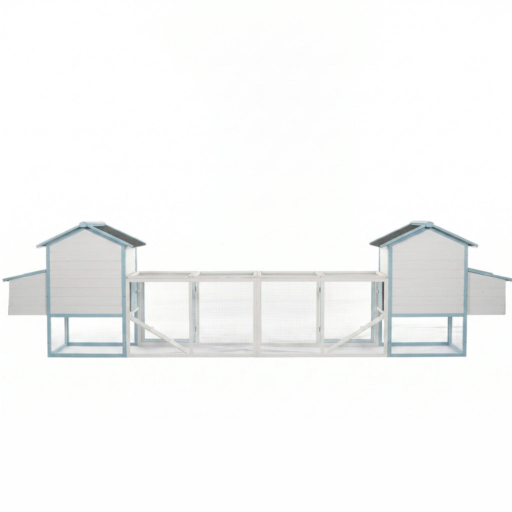 Large Wooden Chicken Coop with Double Nesting Boxes - Natural Wood
