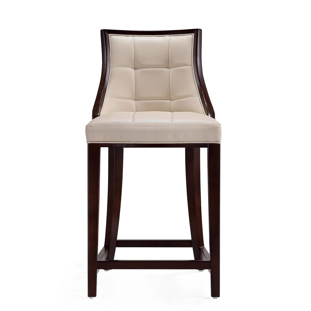 White Bar Height Stool with Solid Wood Frame - Traditional Design