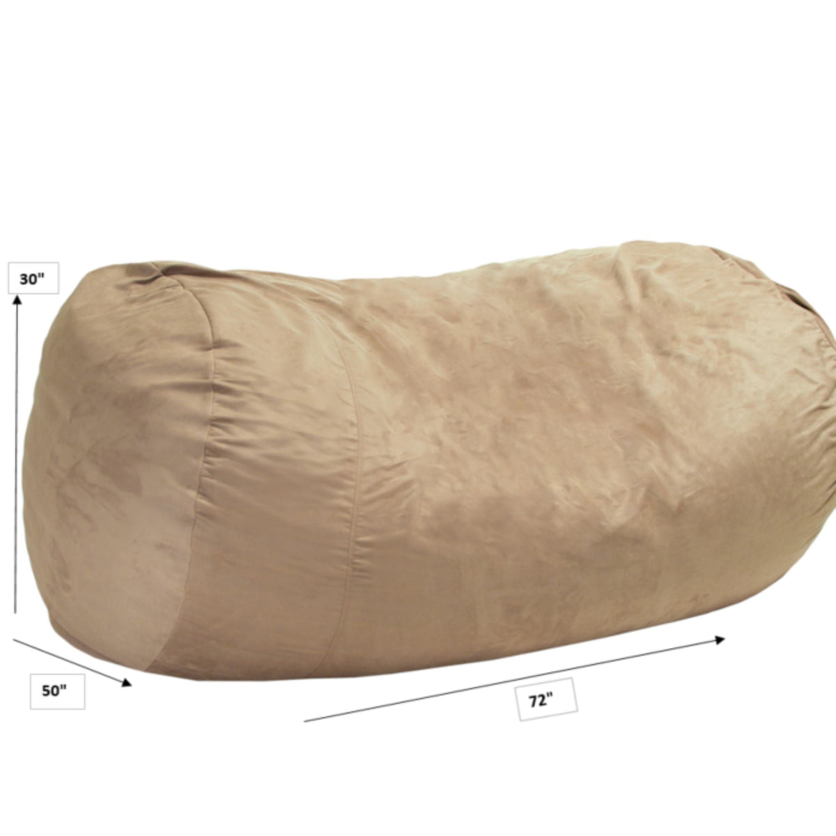 Traditional Cylindrical Suede Bean Bag Chaise - Light Brown or Red