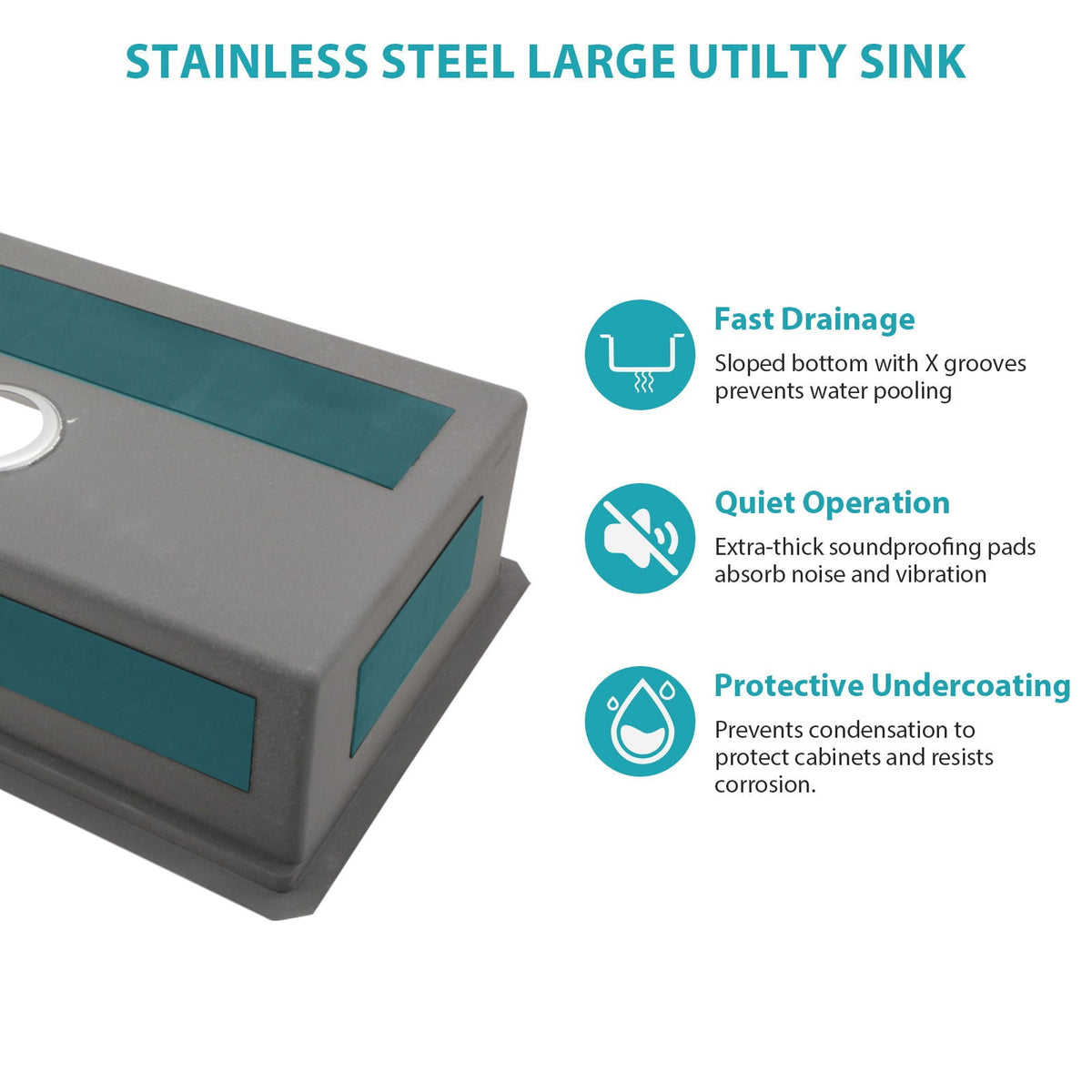 Gray Undermount Steel Kitchen Sink with Deep Single Bowl Basin