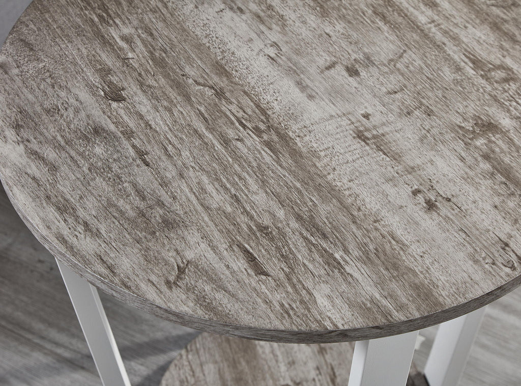 Contemporary Round End Table with Shelf - Gray