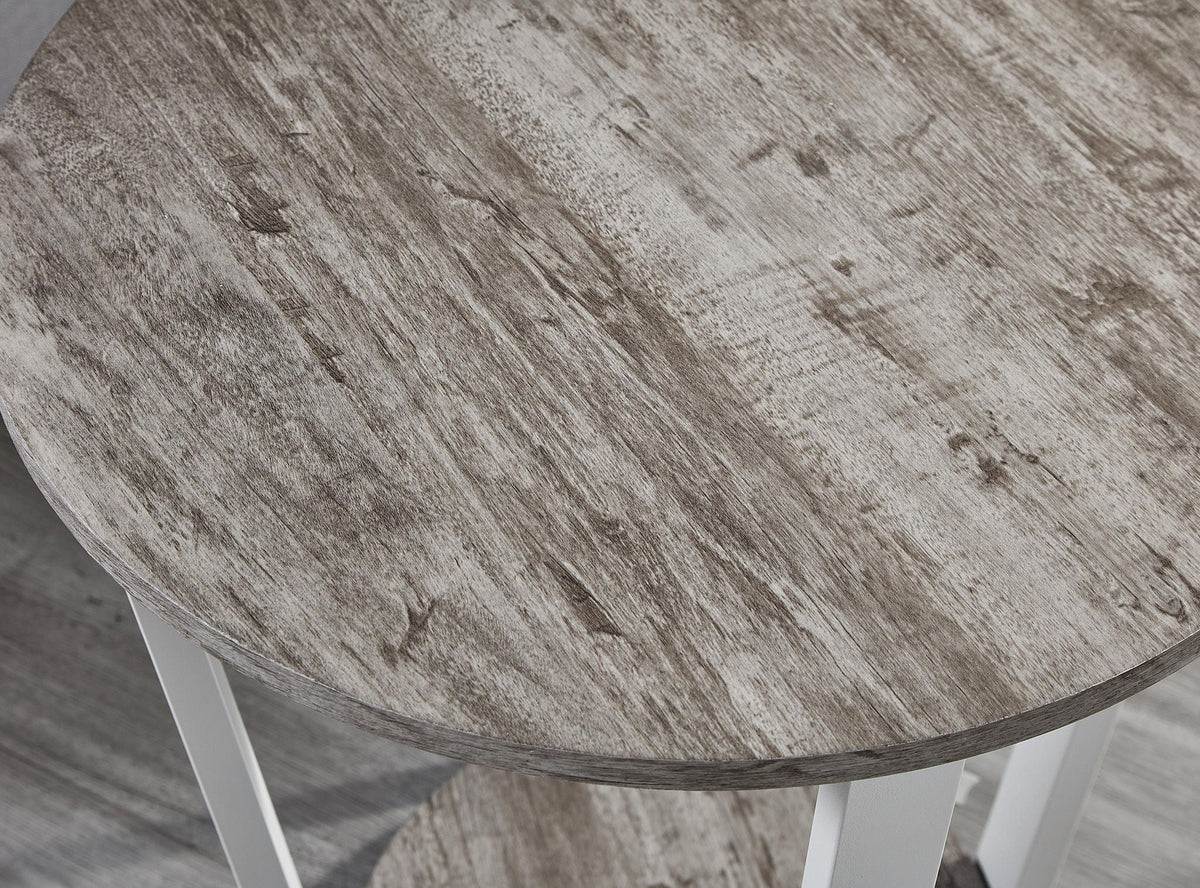 Contemporary Round End Table with Shelf - Gray