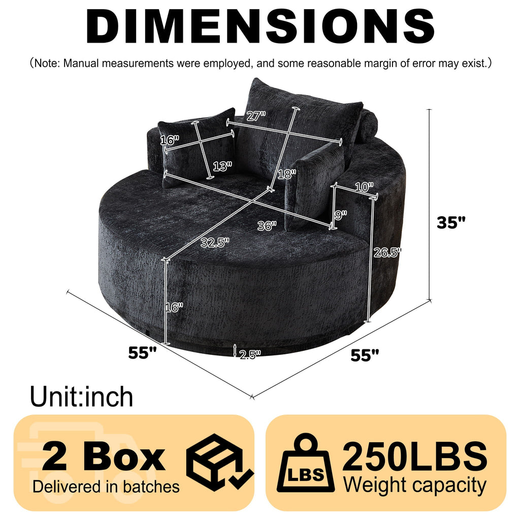 Swivel Sleeper Chair with Supportive Pillow and 360° Base - Multiple Colors