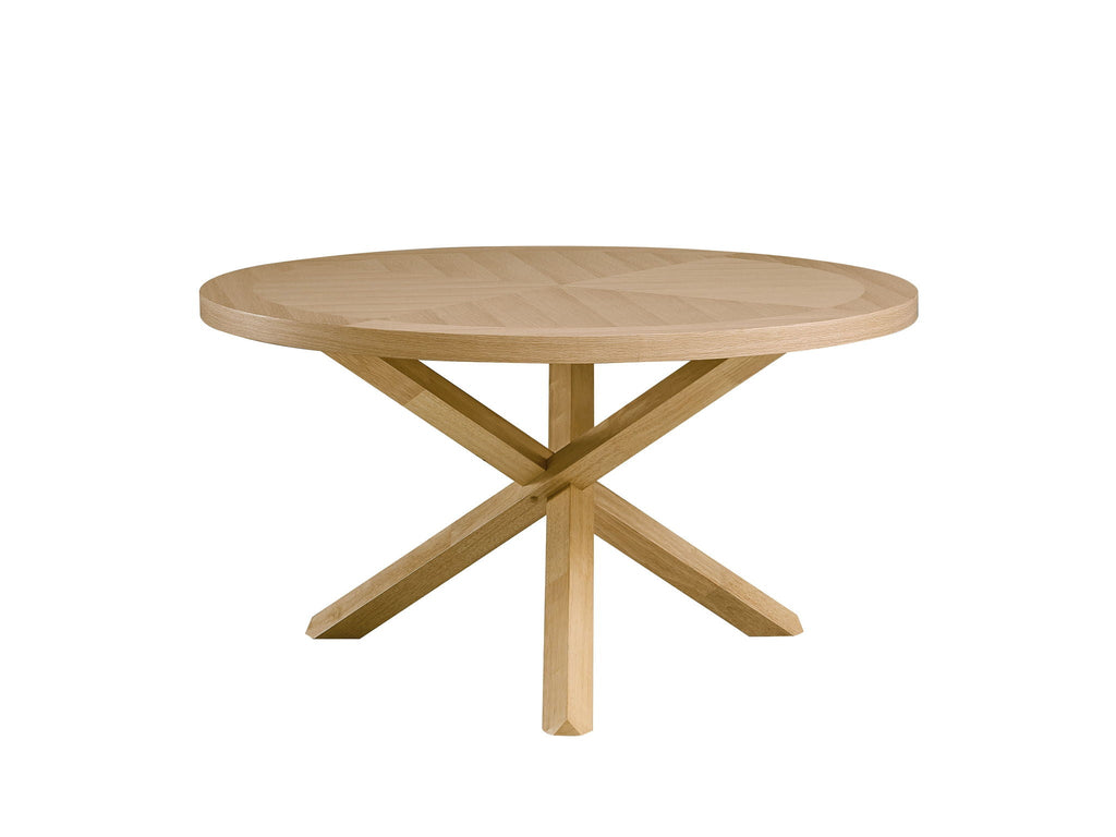 Kasem Round Dining Table with Solid Wood Base - Oak
