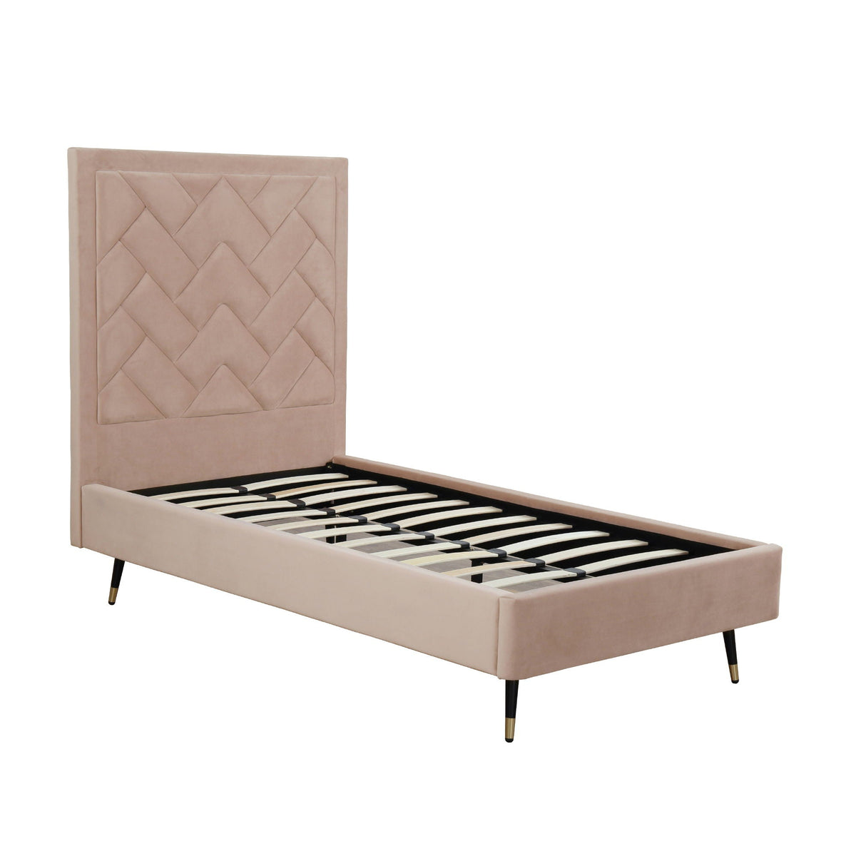 Upholstered Bed with Headboard and Slats - Multiple Colors