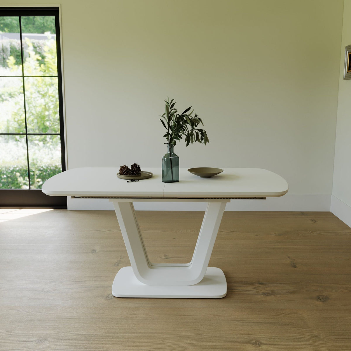 Modern Industrial Style Expandable Dining Table with U-Shaped Legs - Antique Gray White