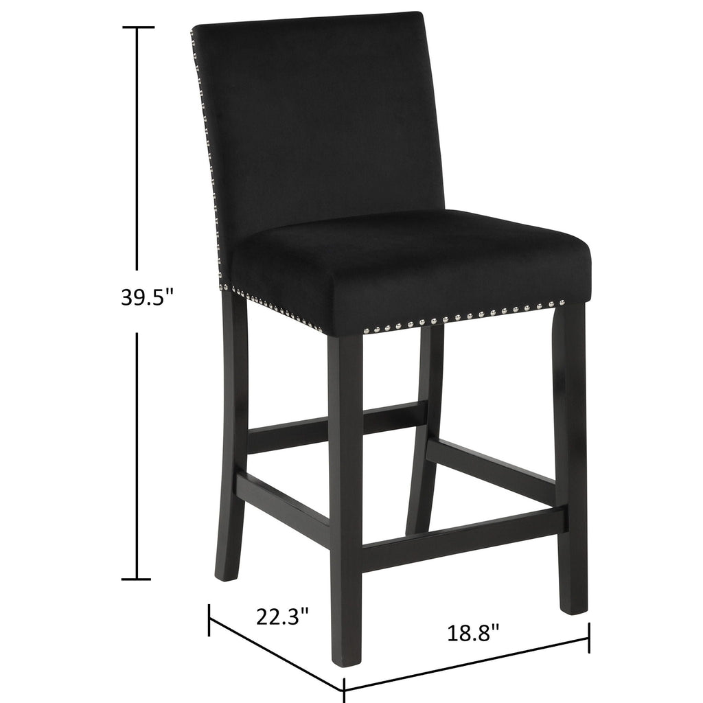 Modern 5 Piece Counter Height Dining Set with Tufted Nail Head Chairs - Black