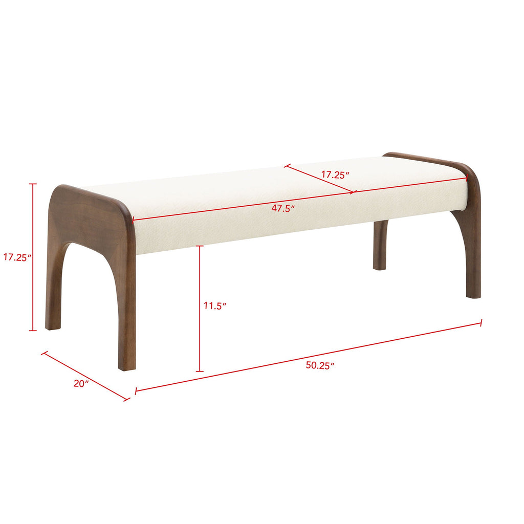Modern Upholstered Long Bench with Plush Cushion - Beige or Dark Green