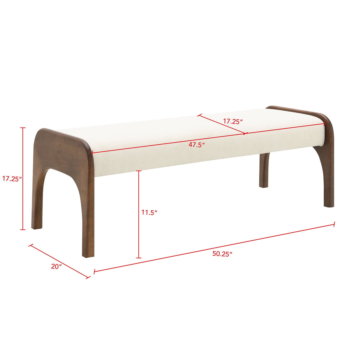 Modern Upholstered Long Bench with Plush Cushion - Beige or Dark Green