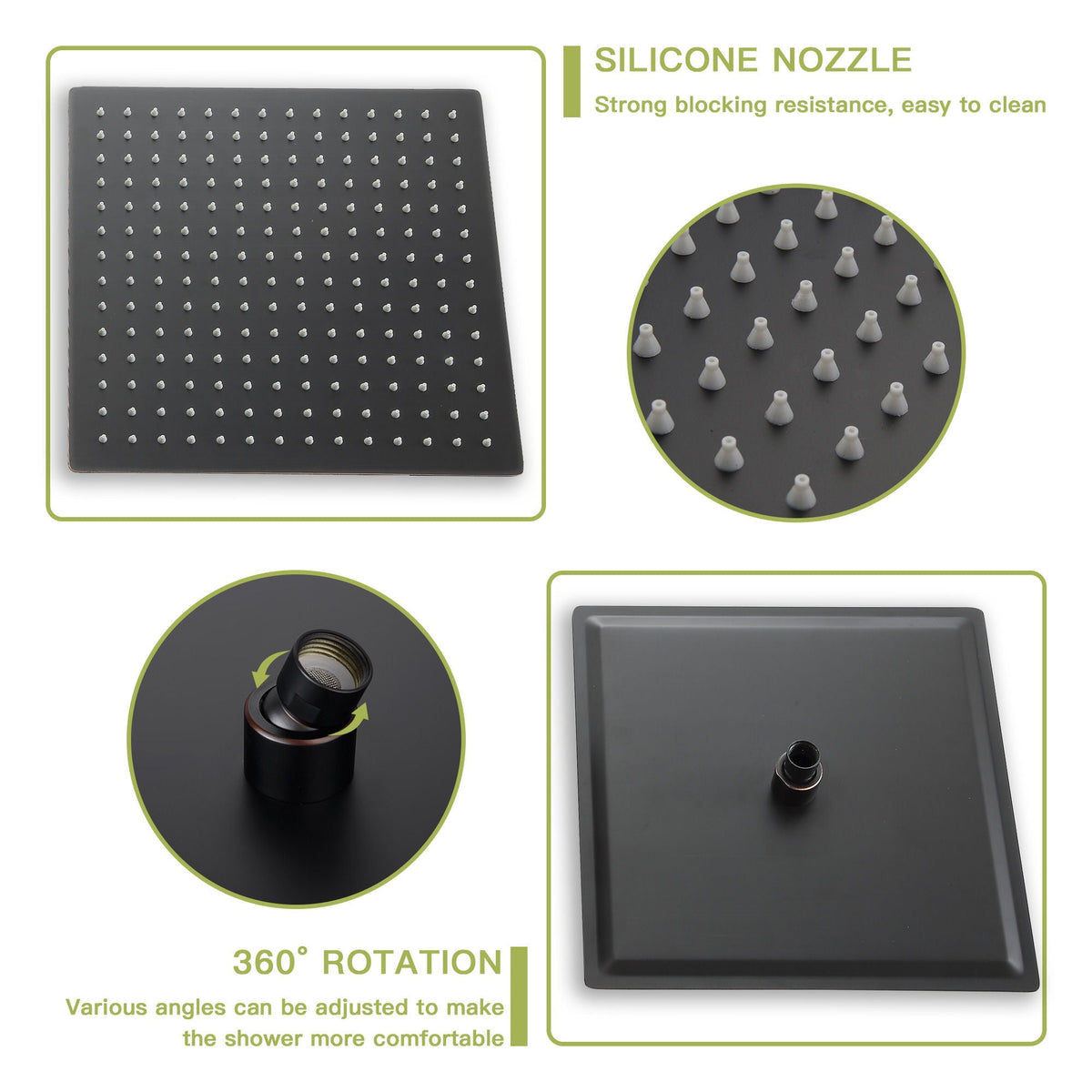 Modern Shower System with Waterfall Tub Spout - Black or Gray