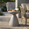 Lightweight Concrete Outdoor Side Table with Modern Design - Light Grey
