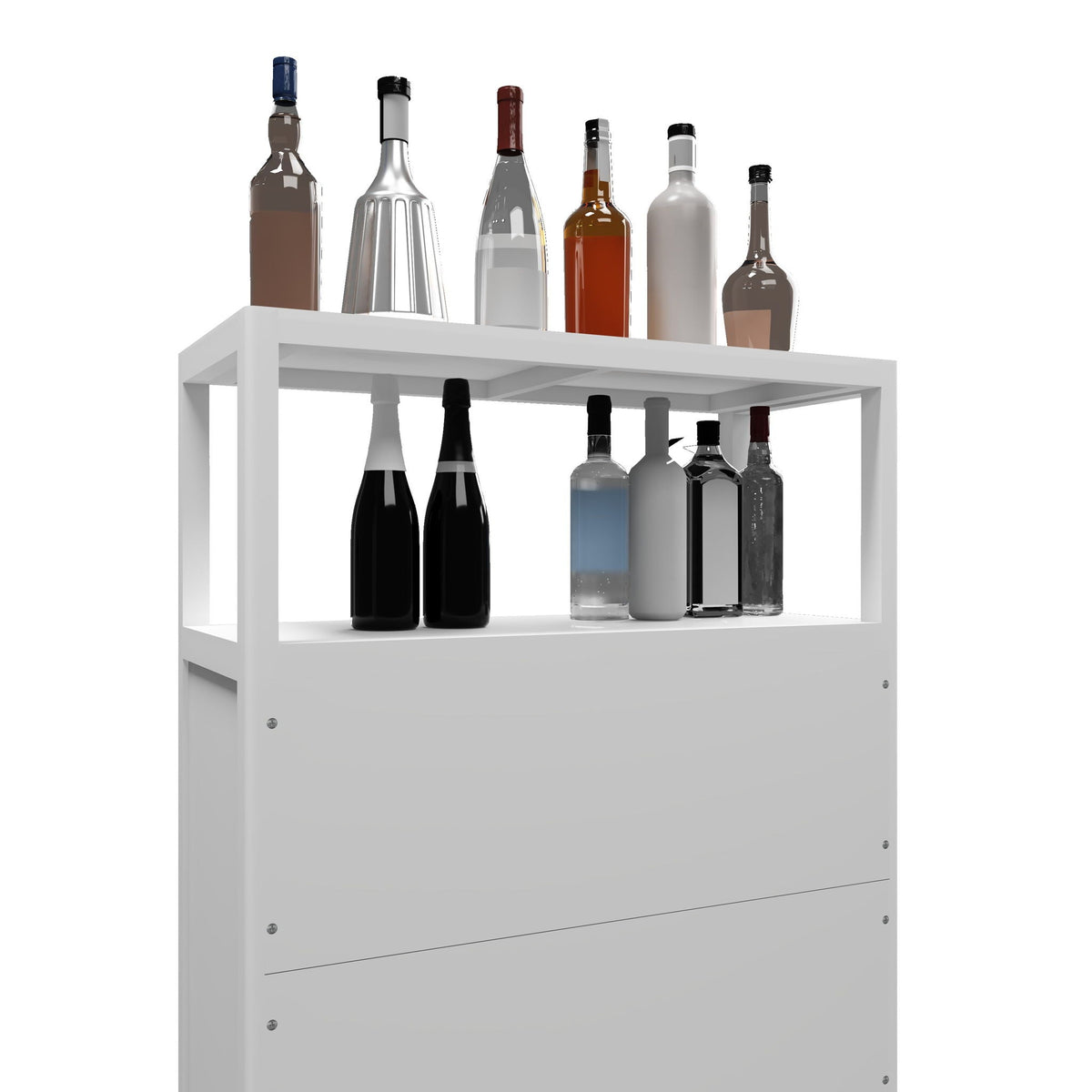 Bamboo Large Capacity Storage Cabinet with Shelves - White
