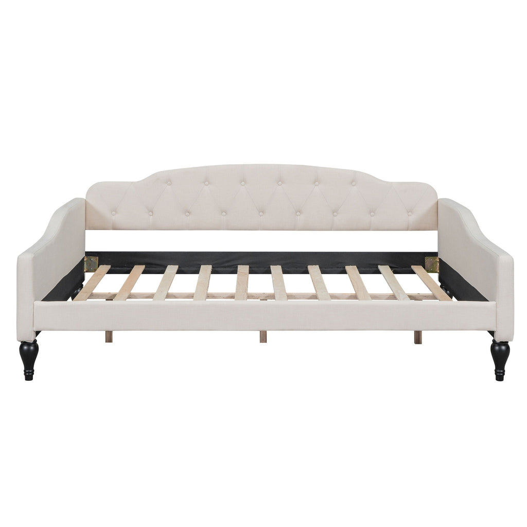 Upholstered Tufted Daybed with Storage Options - Beige