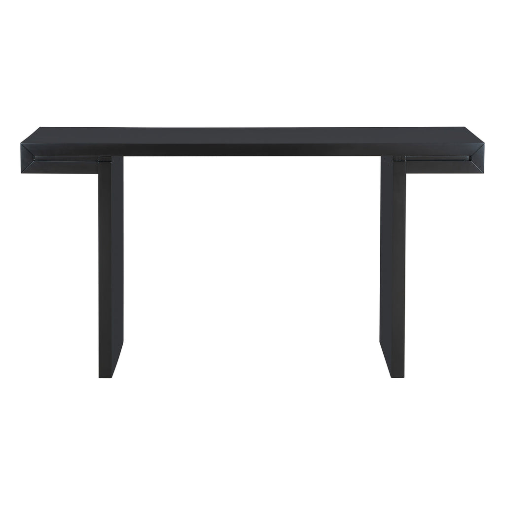 60-Inch Console Table with Geometric Design and Adjustable Feet - Black or Navy Blue