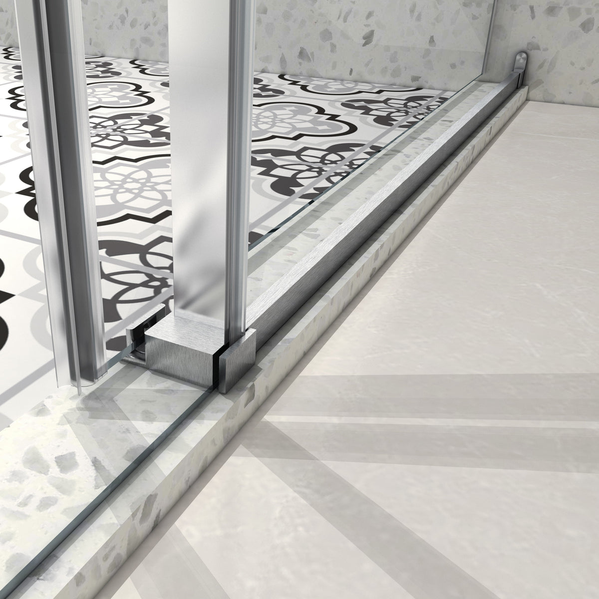 Brushed Nickel Frameless Shower Door with Soft-Close - Brushed Nickel