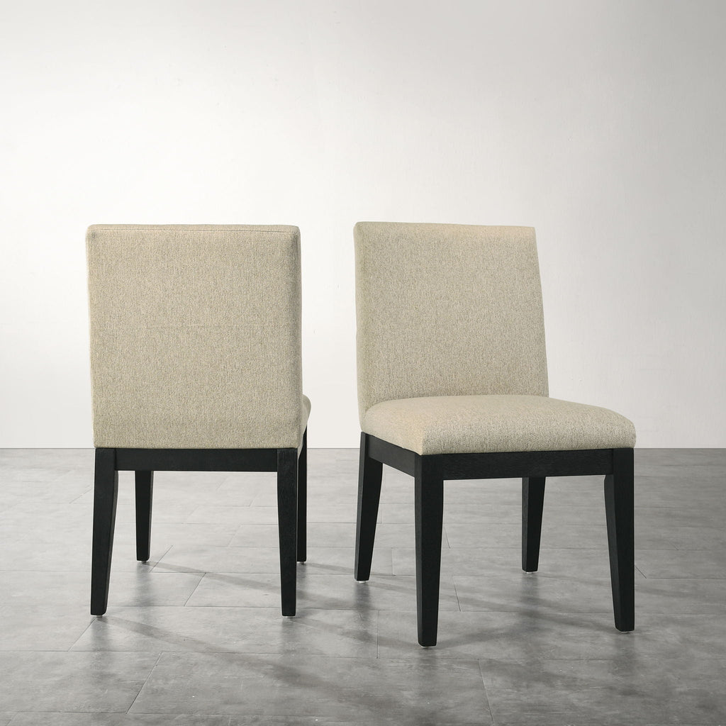 Contemporary Solid Wood Dining Chairs with Plush Upholstery - Beige (Set of 2)