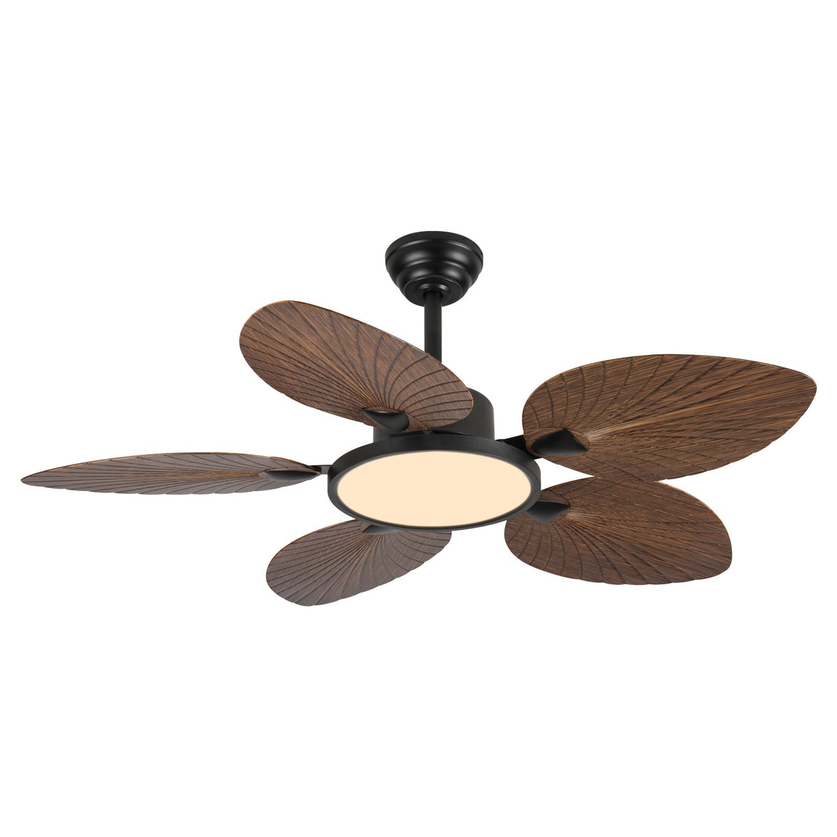 52-Inch Tropical Palm Leaf Ceiling Fan with Lights & Remote Control - Iron
