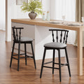 Doria Indoor Wooden Barstool with Hourglass Backrest - Grey