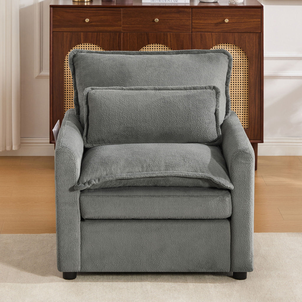 Modern Single Seat Accent Chair with Side Storage Pockets - Multiple Colors