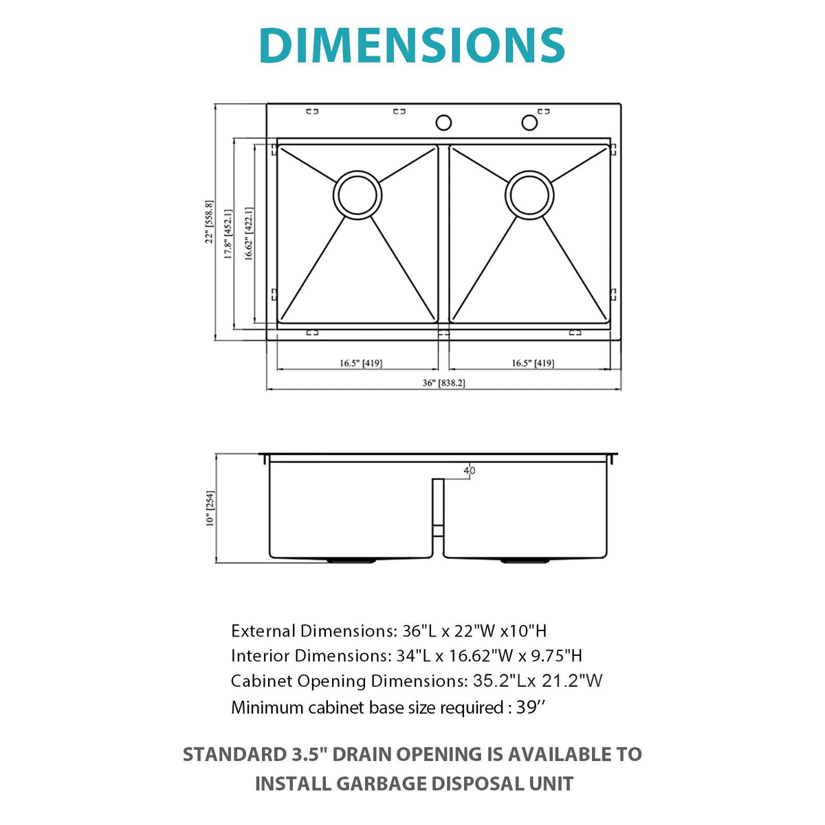 Gray Double Bowl Kitchen Sink with 16 Gauge Stainless Steel - Dual Mount