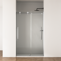 Frameless Sliding Shower Door with Clear Tempered Glass - Brushed Nickel