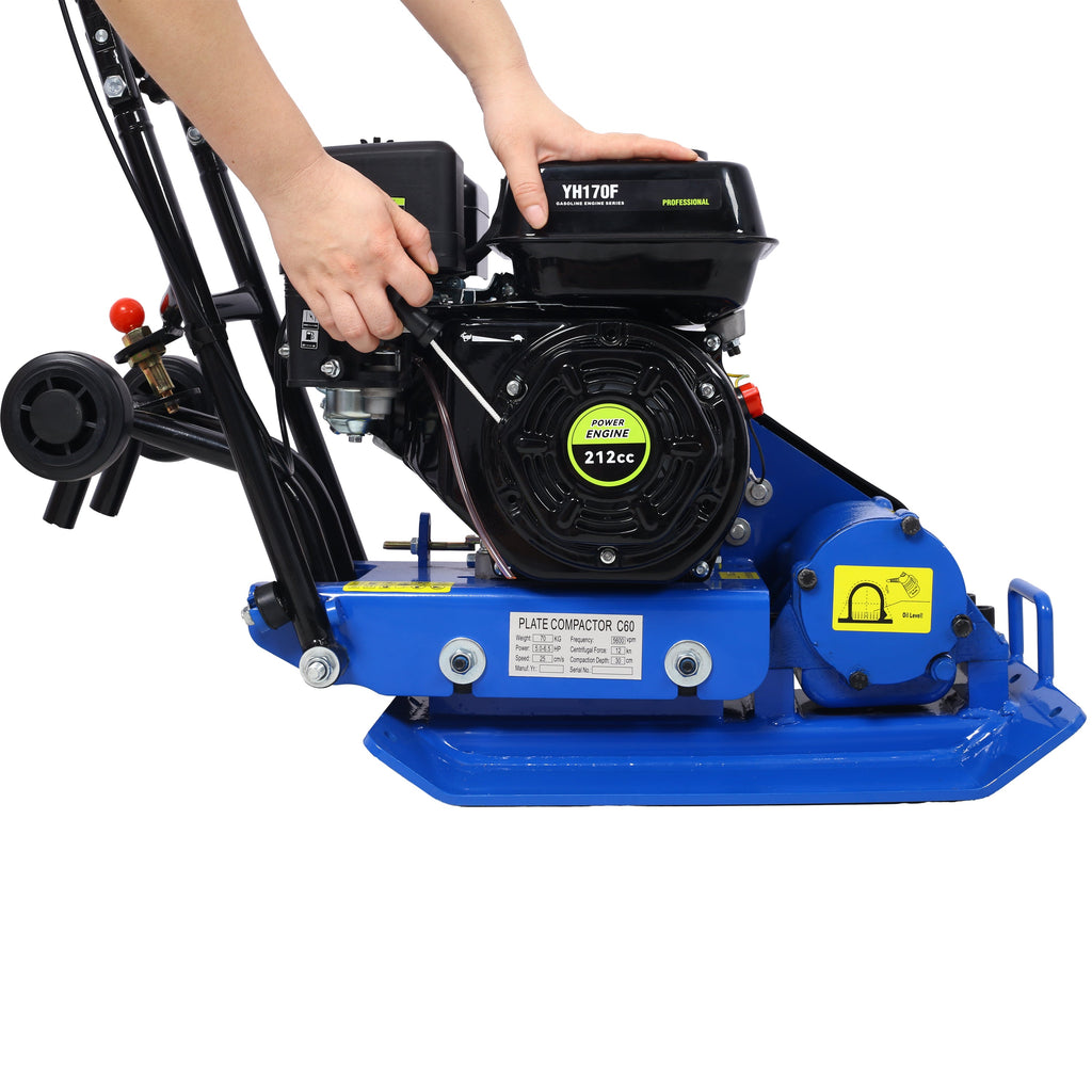 212cc Gas Vibration Plate Compactor with Built-in Wheel - Steel
