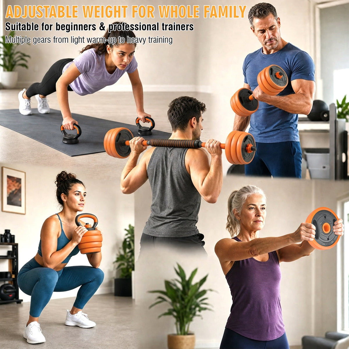66LB Adjustable Dumbbell Set with Multi-Function Design