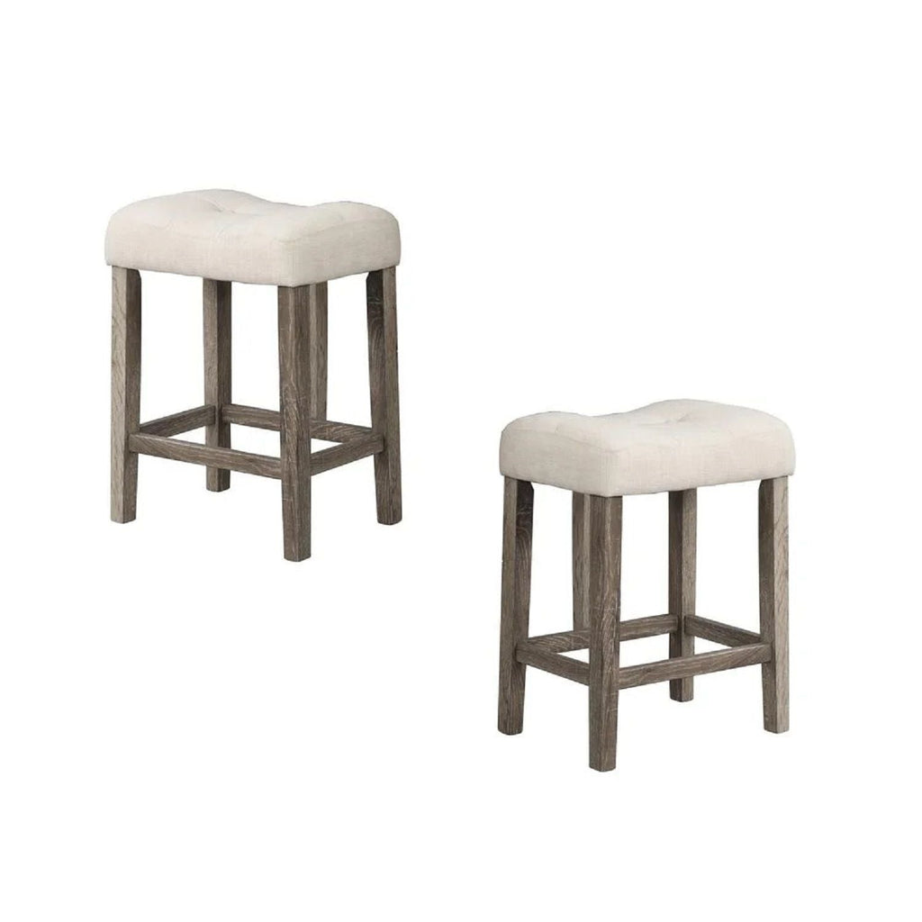 Transitional Counter Dining Set with 4 Tufted Stools - Dark Gray or Dark Brown