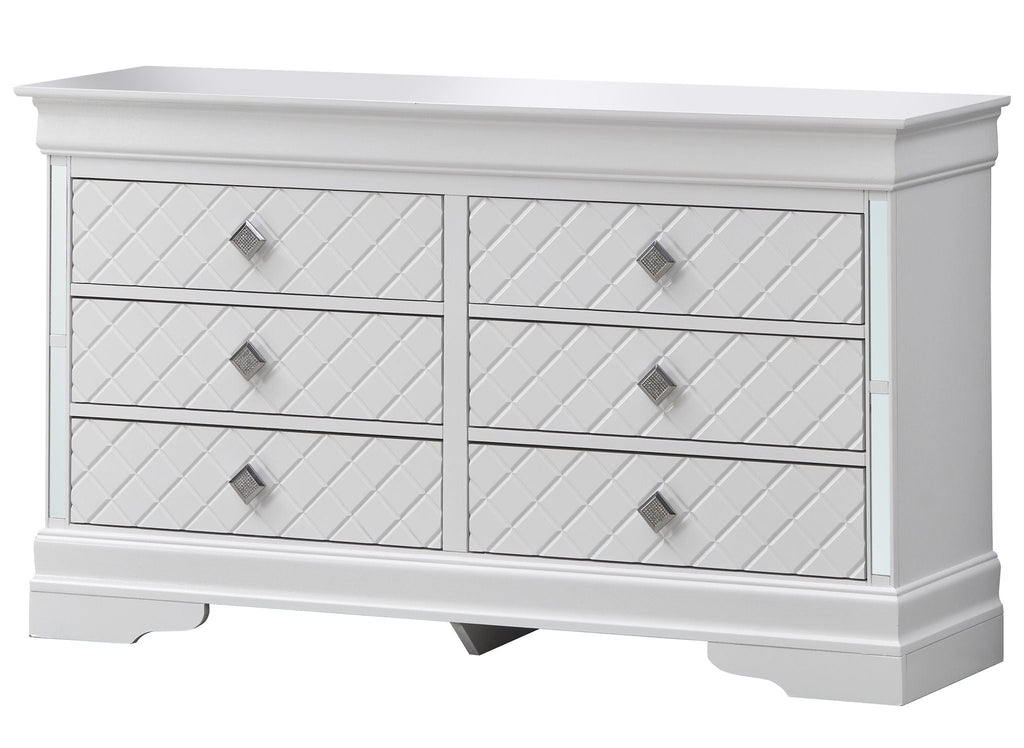 Silver Champagne Dresser with Embossed X Design - Verona