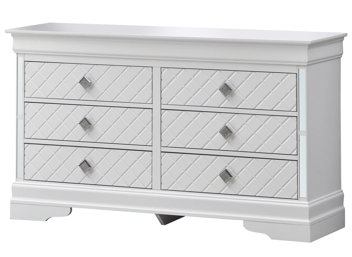 Silver Champagne Dresser with Embossed X Design - Verona