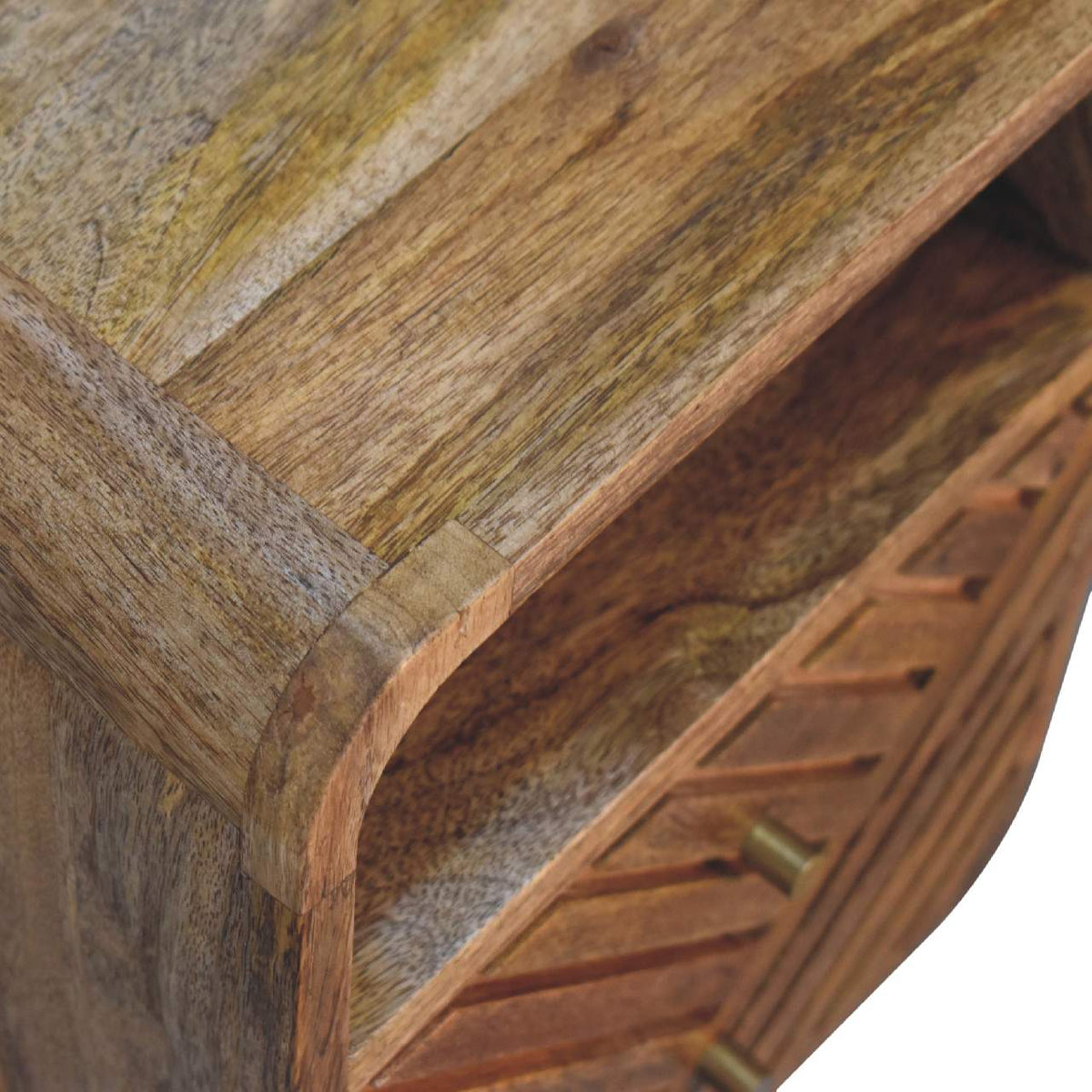 Solid Wood Mini Lille Curved Nightstand with Nordic Legs - Natural Finish