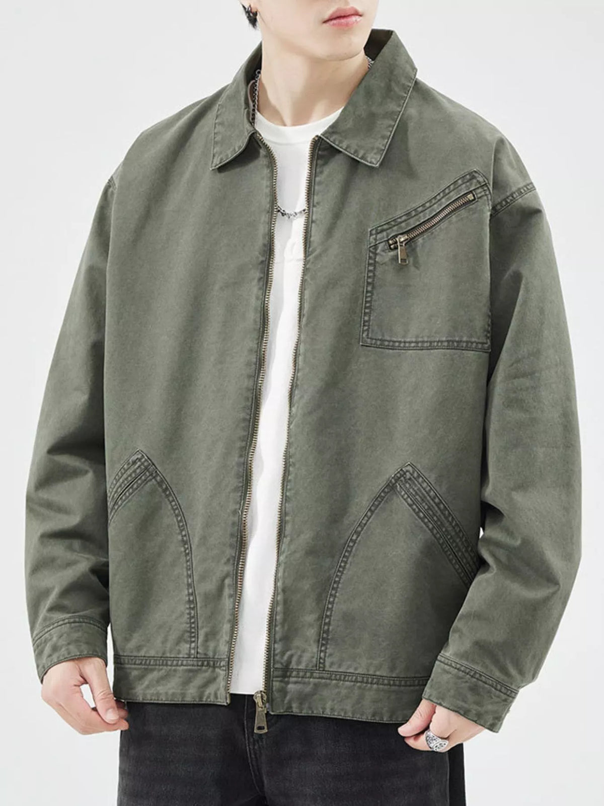 Men's Plus Size Zip Up Long Sleeve Jacket