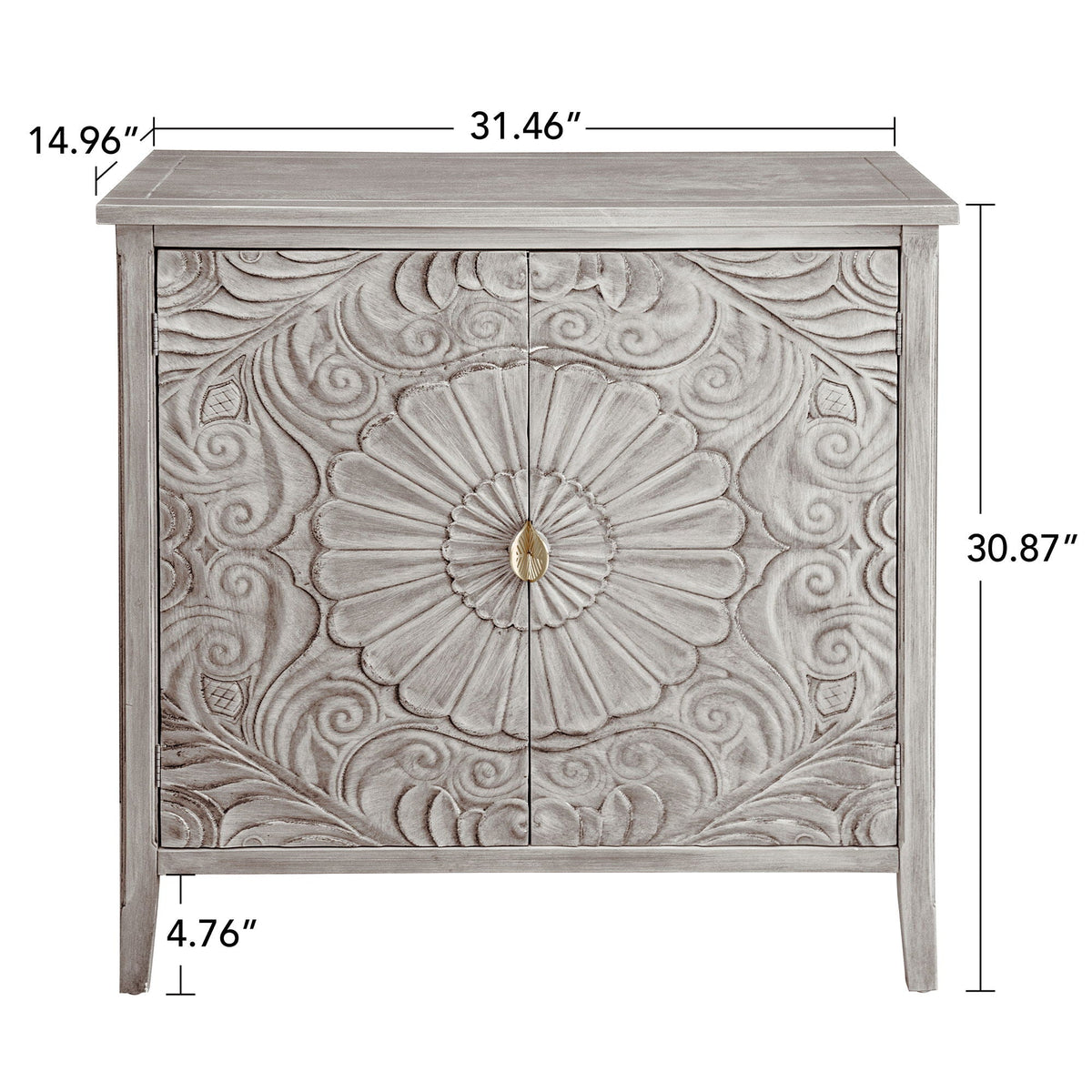 Light Gray 2 Door Cabinet with Adjustable Shelf - Bedroom Storage