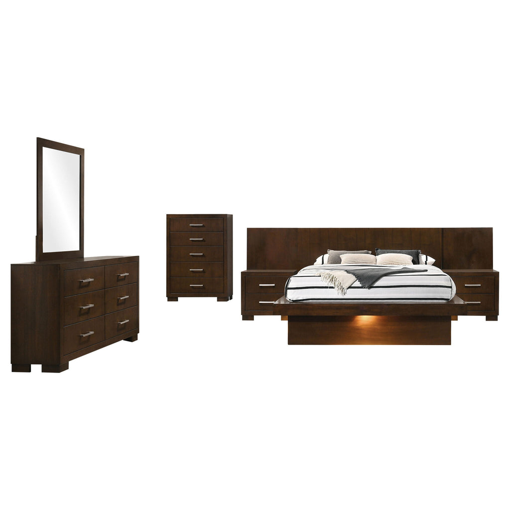 Jessica 6-piece Queen LED Bedroom Set Cappuccino