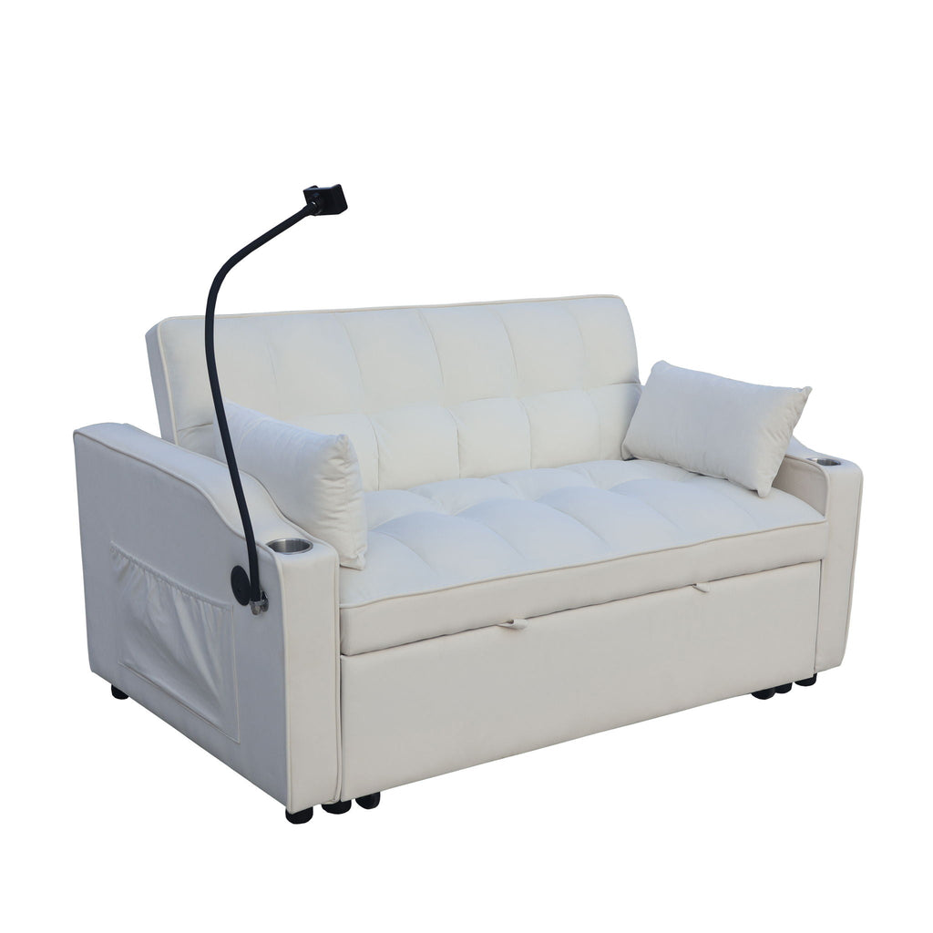 Modern Loveseat Futon Sofa with Pullout Bed and Adjustable Backrest - Multiple Colors