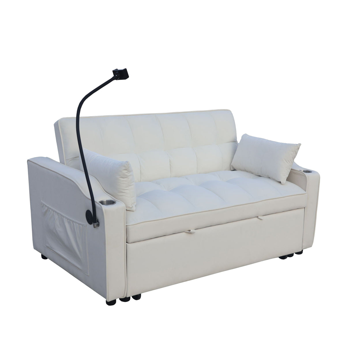 Modern Loveseat Futon Sofa with Pullout Bed and Adjustable Backrest - Multiple Colors