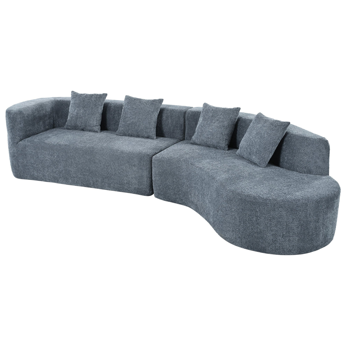 132" Modern Sectional Sofa with Curved Modular Design - Chenille